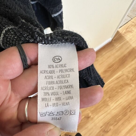 Vintage CANDA Nordic Pattern Cardigan Sweater Grey Geometric Large Wool Blend - Picture 3 of 8